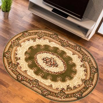 Amazon De Traditionelle Ovale Form Lemon Grun Teppich Mit