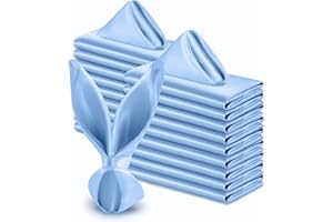 VACVELT 50 Pack Light Blue Satin Napkins 17x17 Inch Wedding Napkins Bulk, Decorative Elegant Dinner Napkins Square Table Napkins Decor, Silky Satin Cloth Napkins for Banquet Graduation Party