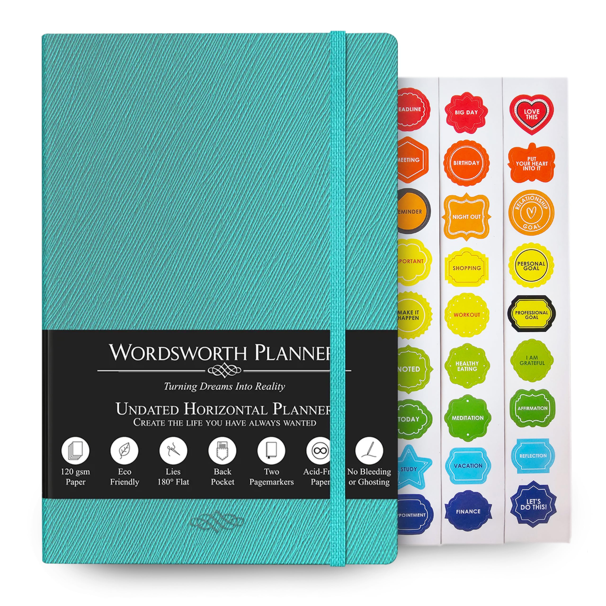 Wordsworth Undated Weekly and Monthly Planner - Dotted Blank Hardcover - A5 (5.83 × 8.27In) Premium Paper (120GSM) - Monthly, Yearly Spread