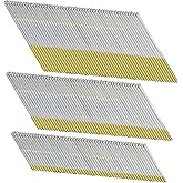 HW HAMWOO 15 Gauge DA Angled Finish Nails,34-Degree,Galvanized Assorted Size Project Pack,for Pneumatic,Electric Angled Finish Nailer(2-1/2",2",1-1/4",900Pcs)