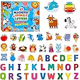 Magnetic Uppercase Letters, Educational Learning Tool for Kids Word Recognition 52 Pieces Magnets Include 26 Colorful Alphabe