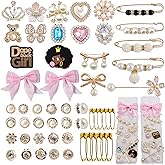 XHYMIA Charms for Socks Safety Pin, 55 Pcs Junk Socks Charms Brooches and Pins for Women Shoe Clothes Hat
