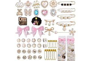 XHYMIA Charms for Socks Safety Pin, 55 Pcs Junk Socks Charms Brooches and Pins for Women Shoe Clothes Hat