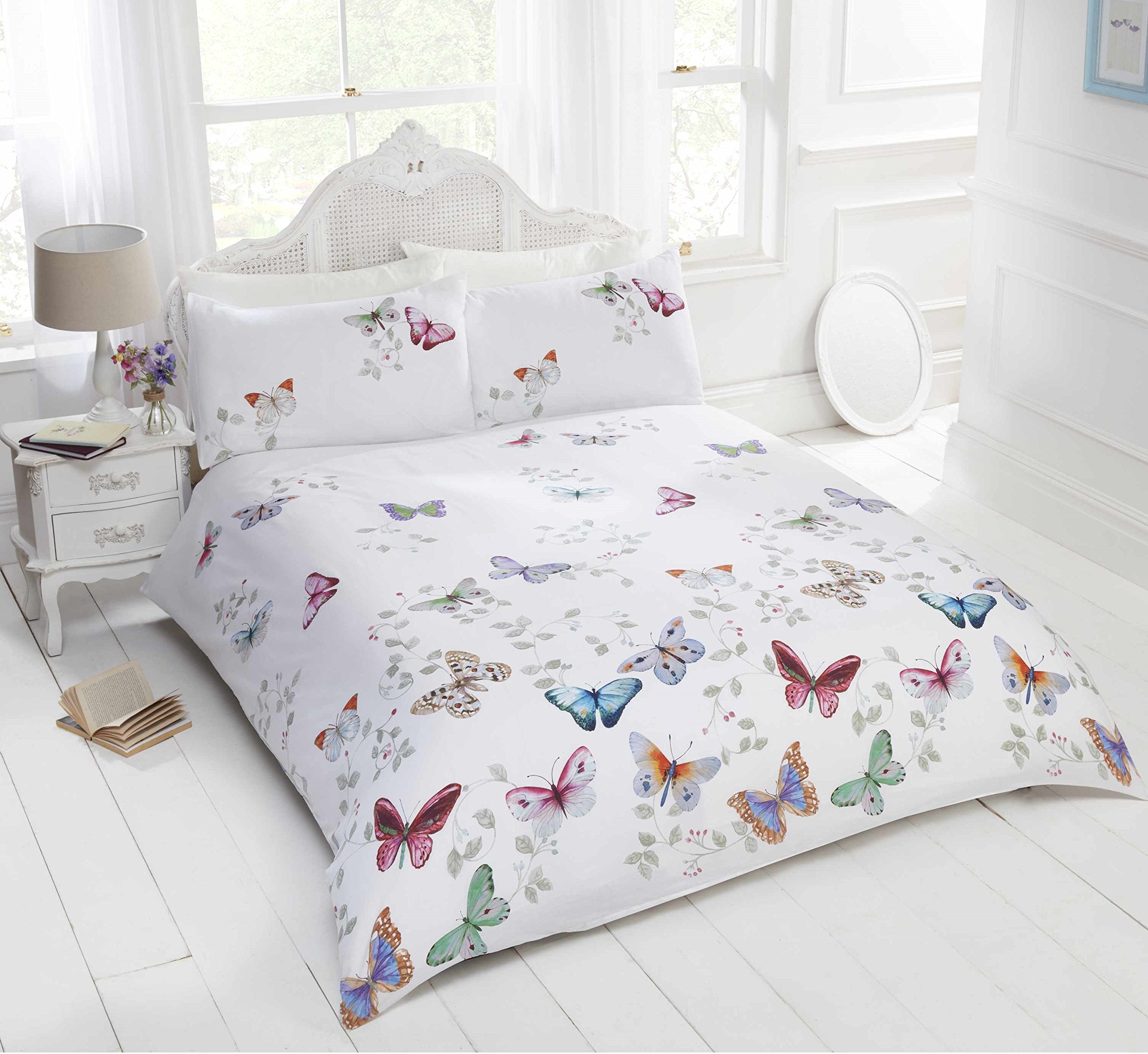 Bedding Heaven MULTI COLOUR BUTTERFLY DUVET COVER With Pillowcases. (king)