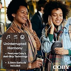 COBY Portable CD Player with Earbuds, FM Radio