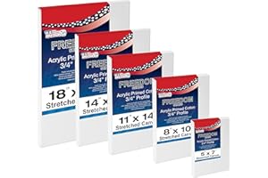 U.S. Art Supply Professional Quality Stretched Canvas, Pack of 5 Rectangular Sizes, 1 Each 5x7, 8x10, 11x14, 14x18, 18x24 Inches - 12-Ounce Primed, 3/4", 100% Cotton - Painting, Acrylic Pouring, Oil