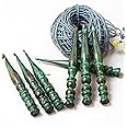 Wooden Crochet Hooks (Set of 7) Wood Ergonomic Crochet Hook for Arthritic Hands | 4mm to 10mm | Smooth and Comfortable Grip for Knitting Yarn (Green), Length 18 cm, TR-CH-01