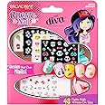 KISS Broadway Little Diva Nail Art Kit, Safe On Natural Nails, Mom Approved, Over 250 Nail Stickers, 48 Ready-To-Wear Petite Fake Nails & 48 Press-On Adhesive Tabs