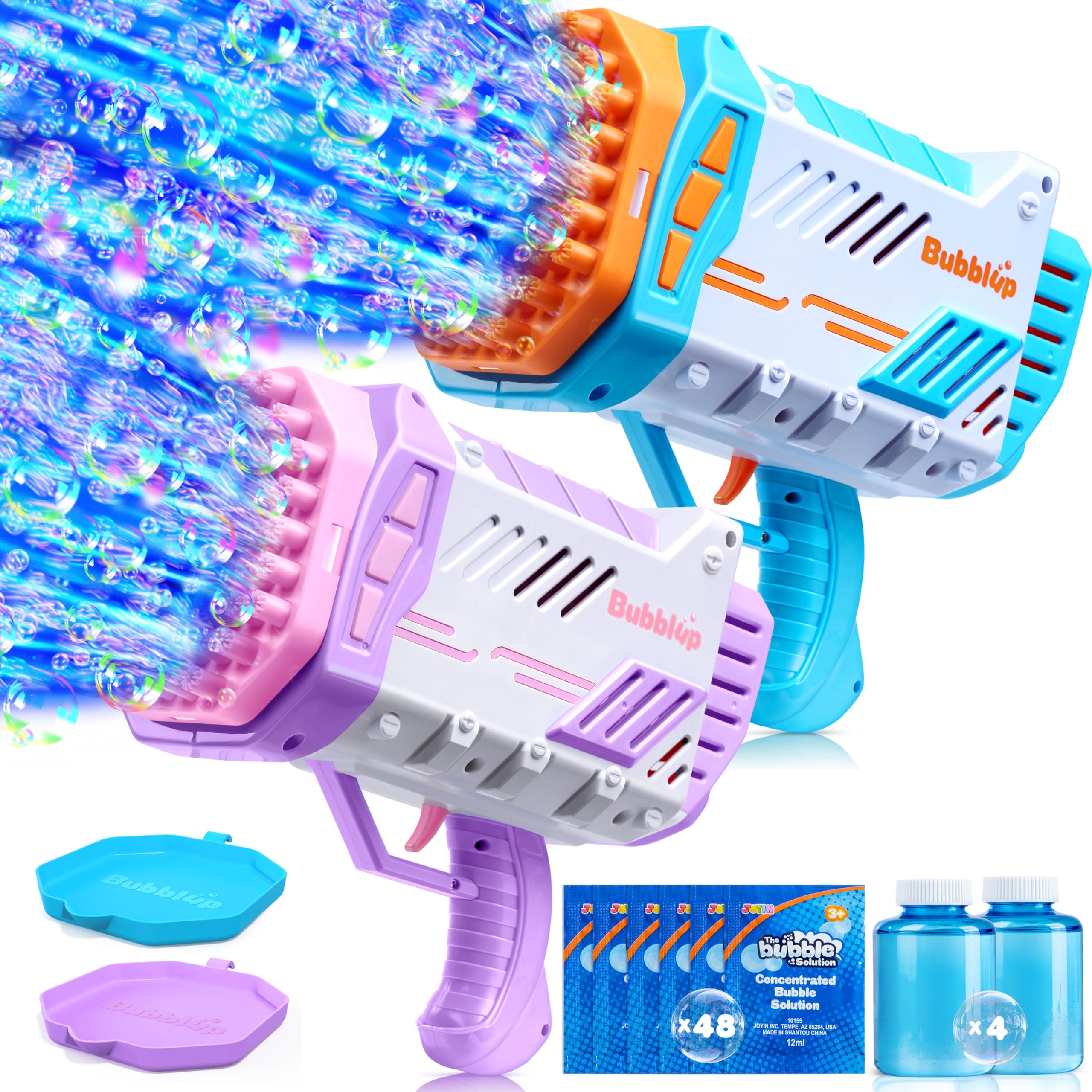 Photo 1 of Sloosh 2 Packs 69 Holes Bubble Gun with Solution Refill for Toddlers, Kids, Rocket Shape Bubble Guns Toy f