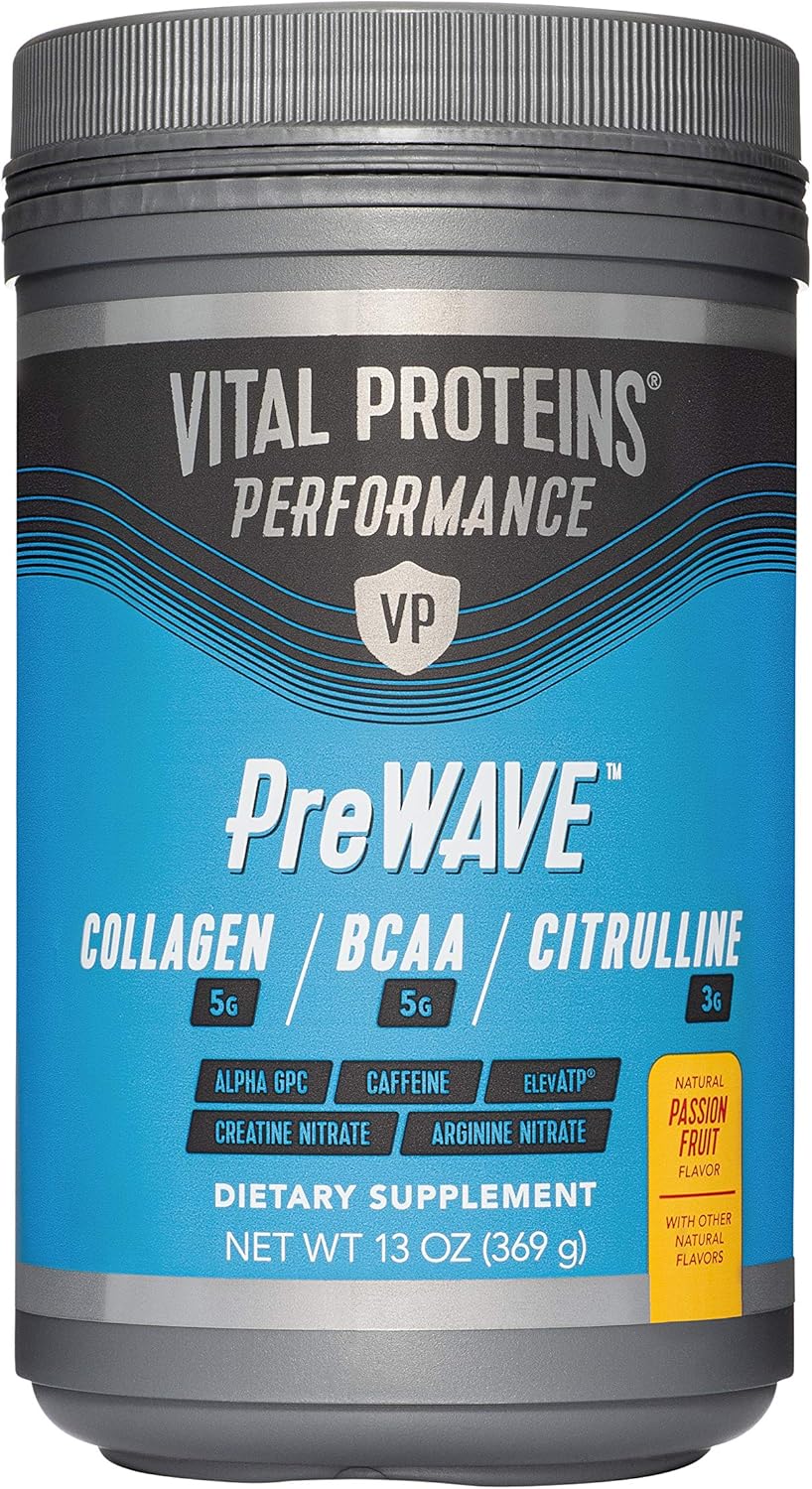 NSF Certified Low Sugar PreWorkout Powder - Vital Proteins - 5g of Collagen, 5g BCAAs, 3g Citrulline (Passionfruit): Health & Personal Care