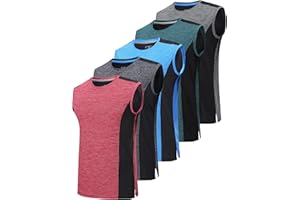 Liberty Imports Pack of 5 Men's Stretch Cool Dry Muscle Tank Tops Athletic Crewneck Sleeveless Workout Shirts