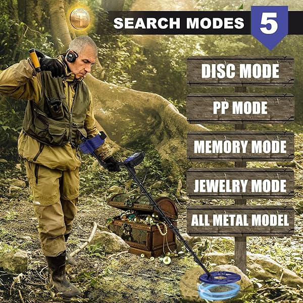 PALLIPARTNERS METAL DETECTOR FOR ADULTS WATERPROOF-PROFESSIONAL HIGHER ACCURACY GOLD DETECTOR WITH LCD DISPLAY,5 MODE,ADVANCED DSP CHIP 12″ COIL(PURPLE)