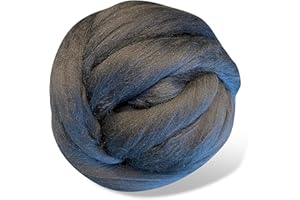 Revolution Fibers Black Wool Roving 8 Ounces | Premium Merino Roving Wool for Blanket 21 Micron | Soft Spinning Wool Top, Chunky Roving Yarn, Needle & Wet Felting, Hand Spinning & Weaving