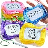 JOYIN 12 Pcs Mini Magnetic Drawing Board, 6 Different Color Erasable Keychain Drawing Board, Writing Pad for Boys and Girls, Party Favors for Kids 8-12, Classroom Prize, Birthday Goodie Bag Stuffers