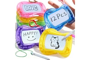 JOYIN 12 Pcs Mini Magnetic Drawing Board, 6 Different Color Erasable Keychain Drawing Board, Writing Pad for Boys and Girls, 