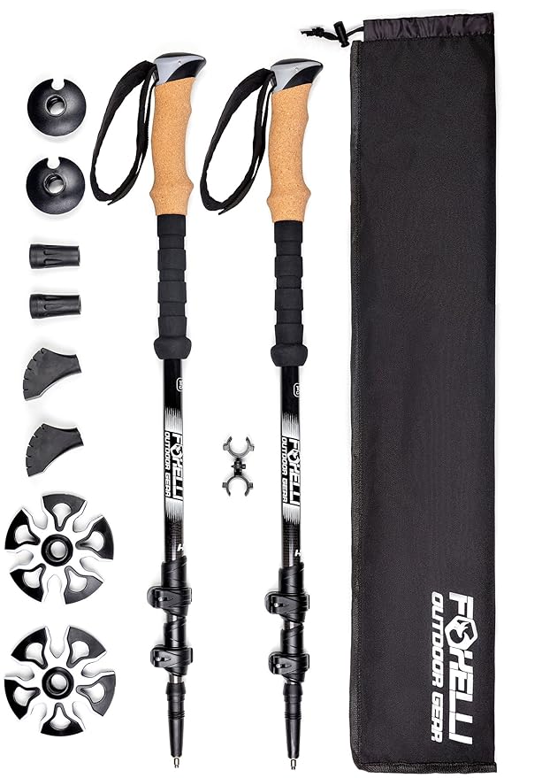Foxelli Trekking Poles Collapsible Lightweight Shock