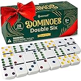 Dominos Set for Adults with Colored Dots - Double 6 Dominoes Set is a Classic Board Games for Kids and Adults - Double Six St