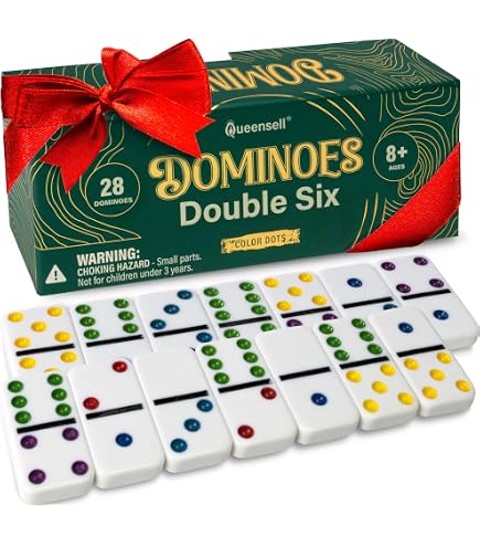 Jeu De Dominos Double 6 En Bois – 28 Pièces Avec Boîte De Rangement, Jouet Éducatif Pour Toute La Famille