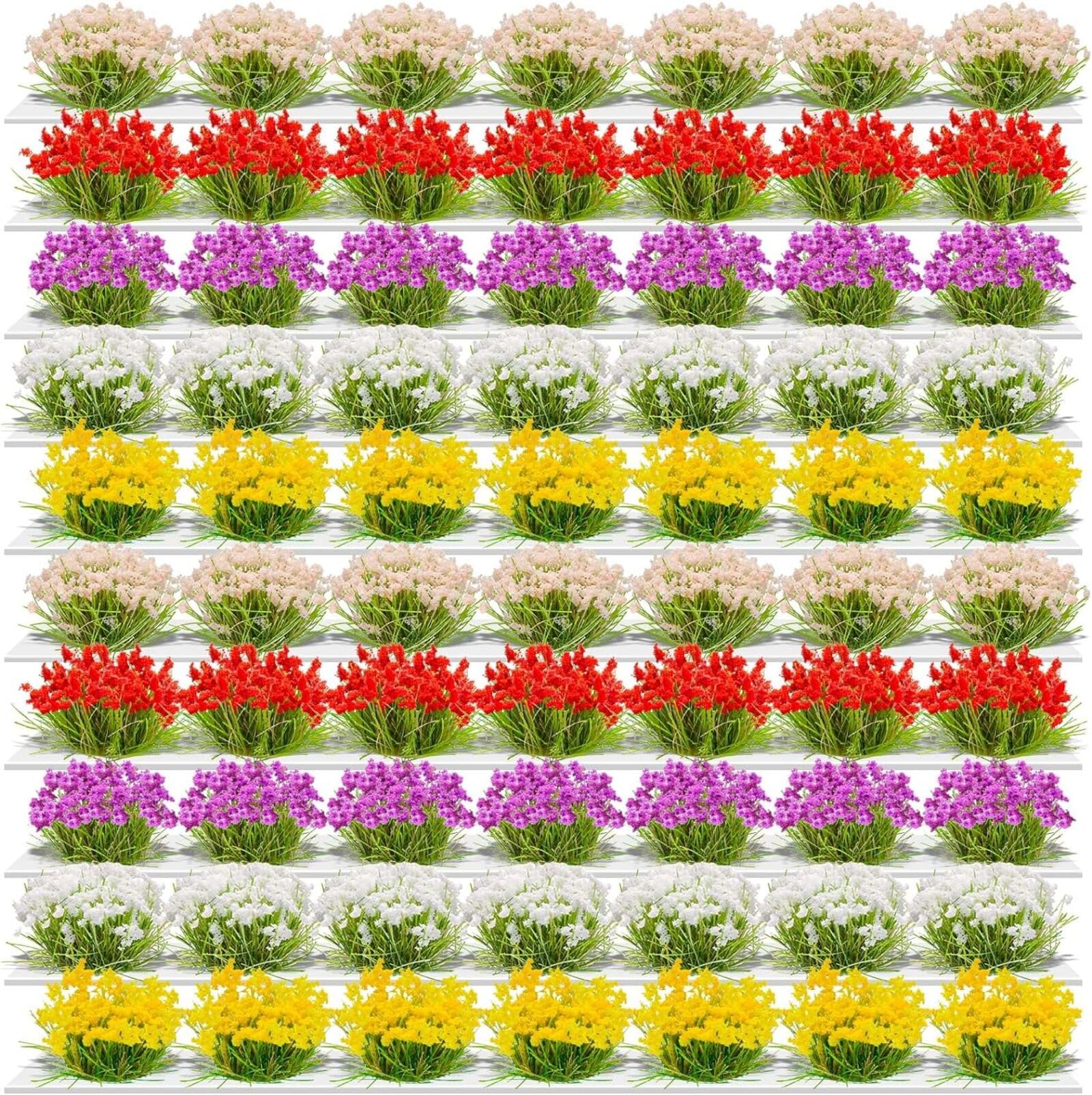 TCSYLSC Miniature Colorful Cluster Flower, 70-Pack of Static Grass Tufts for DIY Craft Projects, Model Train Scenery, Railroad Environments, Wargaming, Military Model Bases, and Miniature Dioramas
