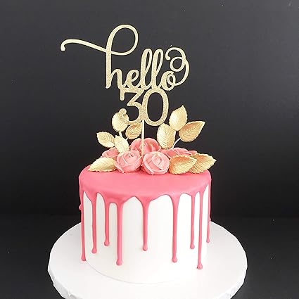 Karen S Cake Toppers Decoration De Gateau D Anniversaire 30 Ans Motif Hello 30 A Paillettes Amazon Fr Cuisine Maison