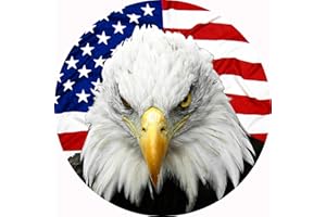 Tire Cover Central Eagle Head American Flag Spare Tire Wheel Cover for RV Camper and All Other Spare tire Size (See Drop Down menu)