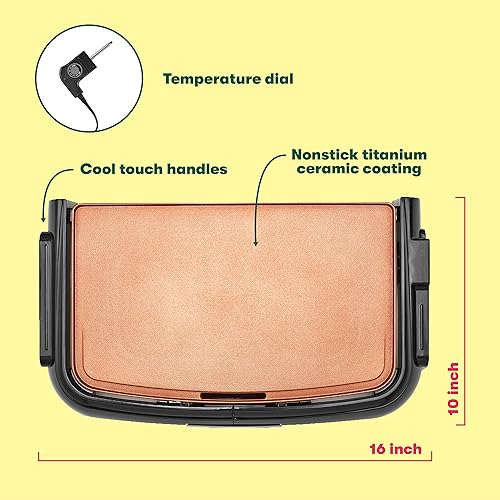 BELLA Griddle Ceramic Copper TI, Healthy-Eco Non-stick Coating