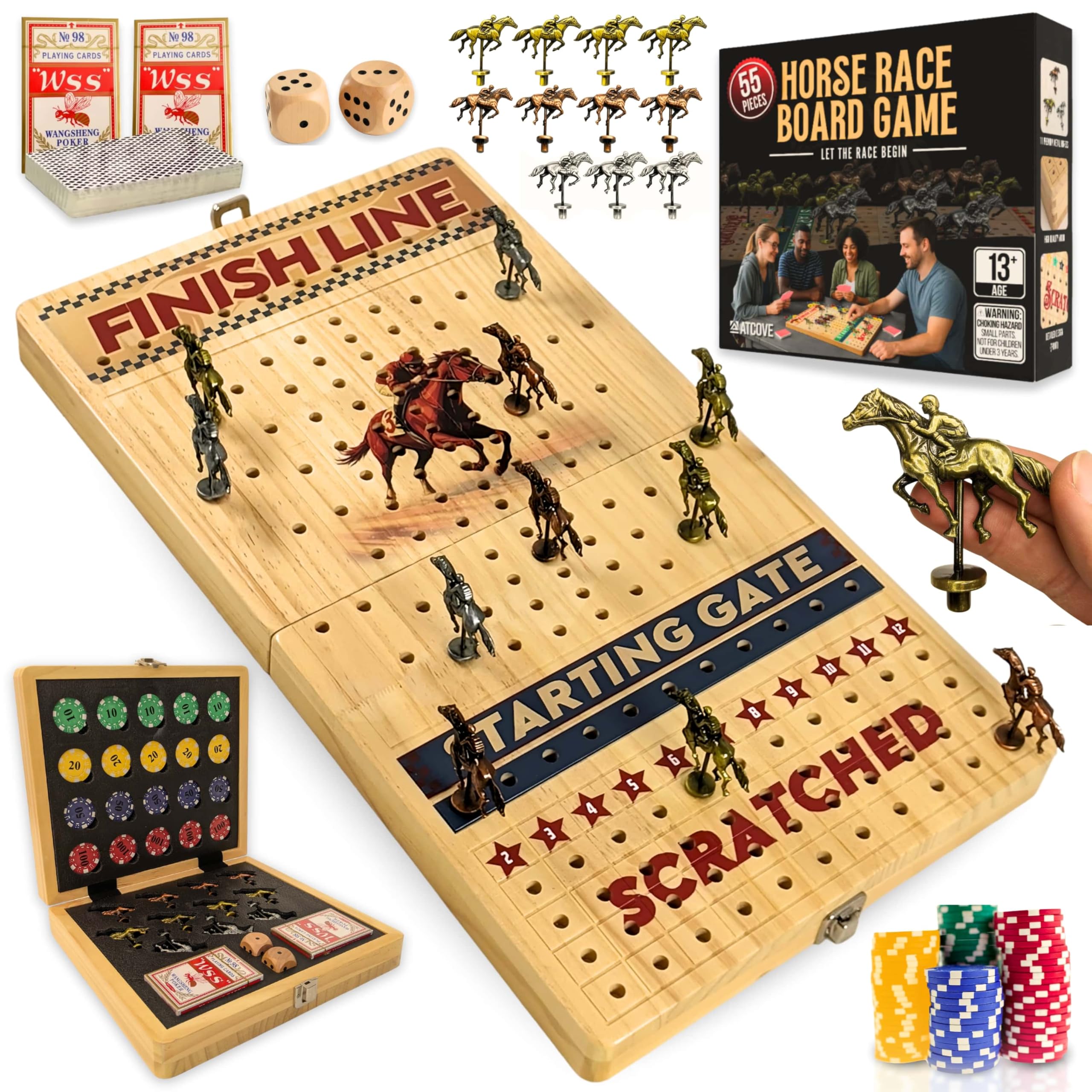 Photo 1 of **SIMILAR TO IMAGE**


Horse Racing Board Game - Large 22 Inches Folding Horse Race Game Board Adult - Exciting Family Racing Set with Built-in Storage for Premium Chips, 2 Sets of Cards, 2 Dice, and 11 Metal Derby Tokens
