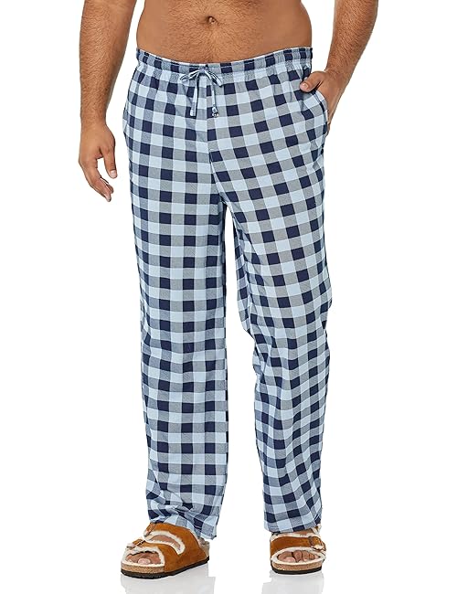 Amazon Essentials Men's Cotton Knit Pajama Pant, Blue Navy Buffalo, X-Small