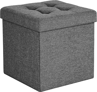 Dripex Folding Linen Storage Ottoman Dark Gray 38cm 40L Capacity