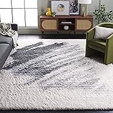 SAFAVIEH Fontana Shag Collection Area Rug - 9' x 12', Grey & Ivory, Modern Abstract Design, Non-Shedding & Easy Care, 2-inch 