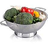 LiveFresh Stainless Steel Micro-Perforated 5-Quart Colander - Professional Strainer with Heavy Duty Handles and Self-draining