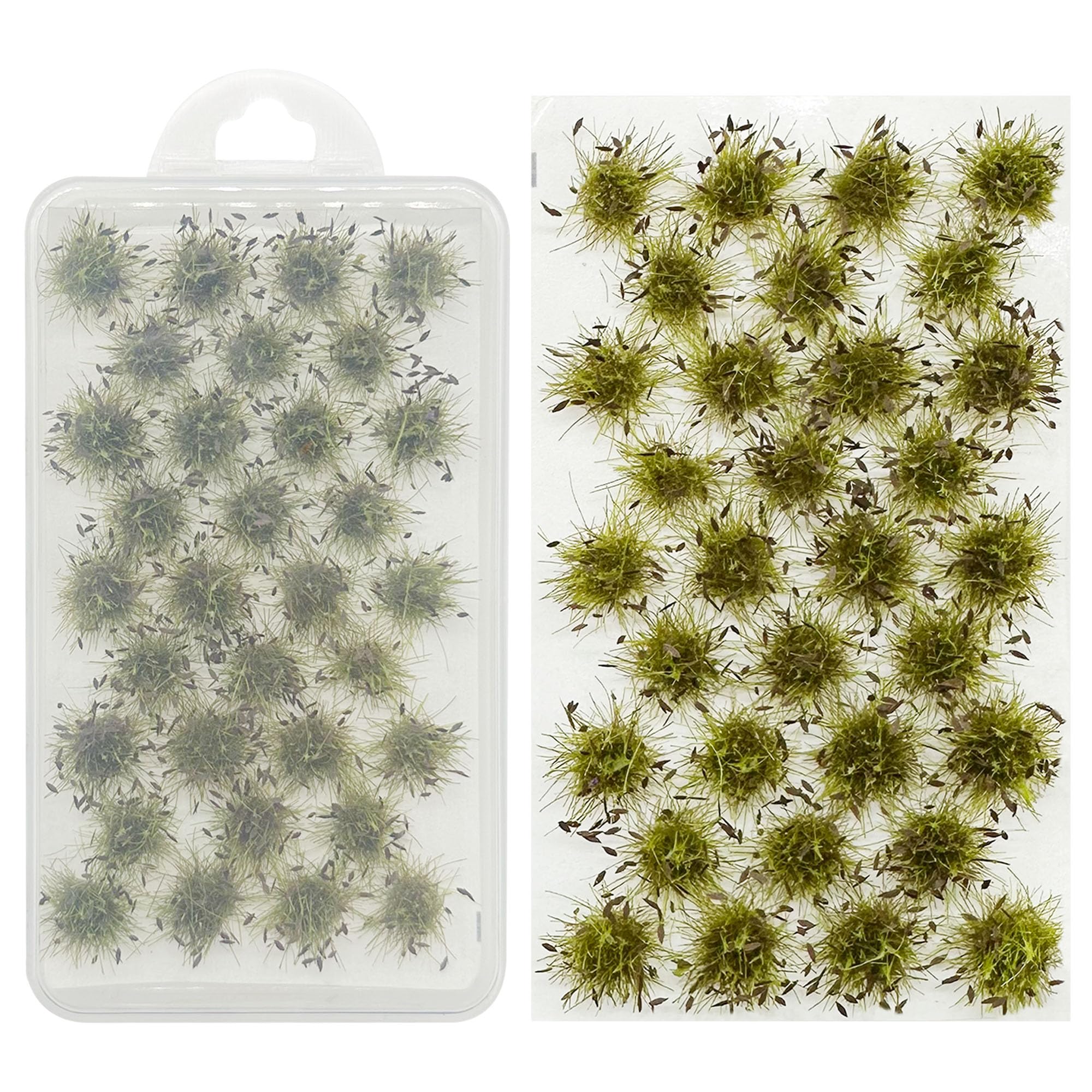 Woohome 32 PCS Miniature Grass Cluster, Tender Green Static Grass Tuft Model Vegetation Groups Static Grass Tufts for DIY Model Train Landscape Railroad Scenery Grass Tufts Flower