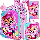 AGSDON 3PCS Backpacks for Girls, 16" Elementary Kids Backpack Preschool School Bookbags and Lunch Box