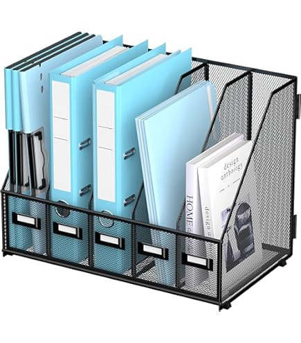 Acrylic Storage 2 Pack Clear Acrylic Magazine File Holders With Handles - Slim Vertical Desk Organizer Clear Storage Bins - View #2