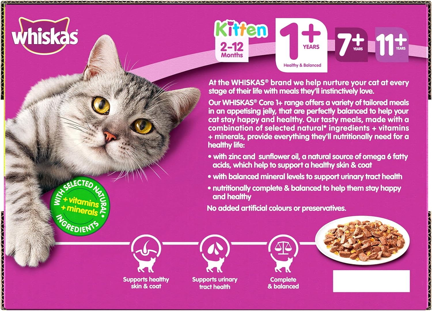 Whiskas 1+ - Wet Cats Food for Adult Cats - Fish and Meaty Selection in Jelly - 12 x 100 g, 100 g (Pack of 12) - Image 3