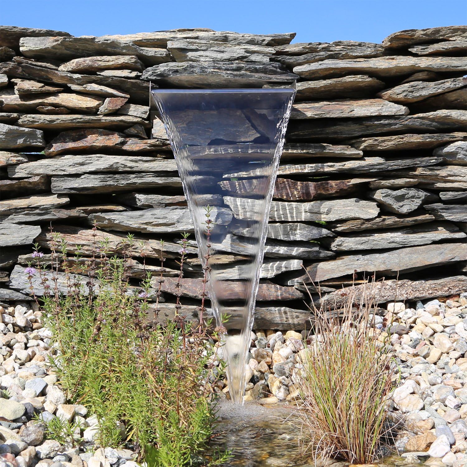 Edelstahl Wasserfall Element 30cm Einsatz Fur Garten Teich Gabione Wand Mauer Pool Bachlauf Amazon De Garten