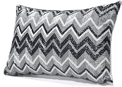 Max Studio Home Chevron Decorative Beaded Throw Pillow Zig Zag