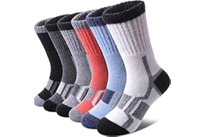 DOSKONI Kids Merino Wool Hiking Socks Boys Girls Toddlers Winter Warm Thick Thermal Cushion Crew Gift Socks 6 Pairs