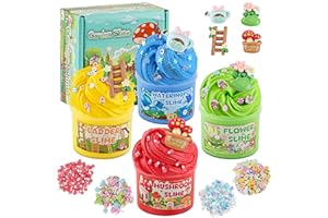 OKAYBEE 4 Pack Garden Butter Slime, Super Soft & Non-Sticky Slime Kit for Girls & Boys Ages 8-12, Slime Party Favors for Kids, Sensory Toys Holiday Birthday Easter Hallowmas Christmas Girls Gifts & Boys Gifts