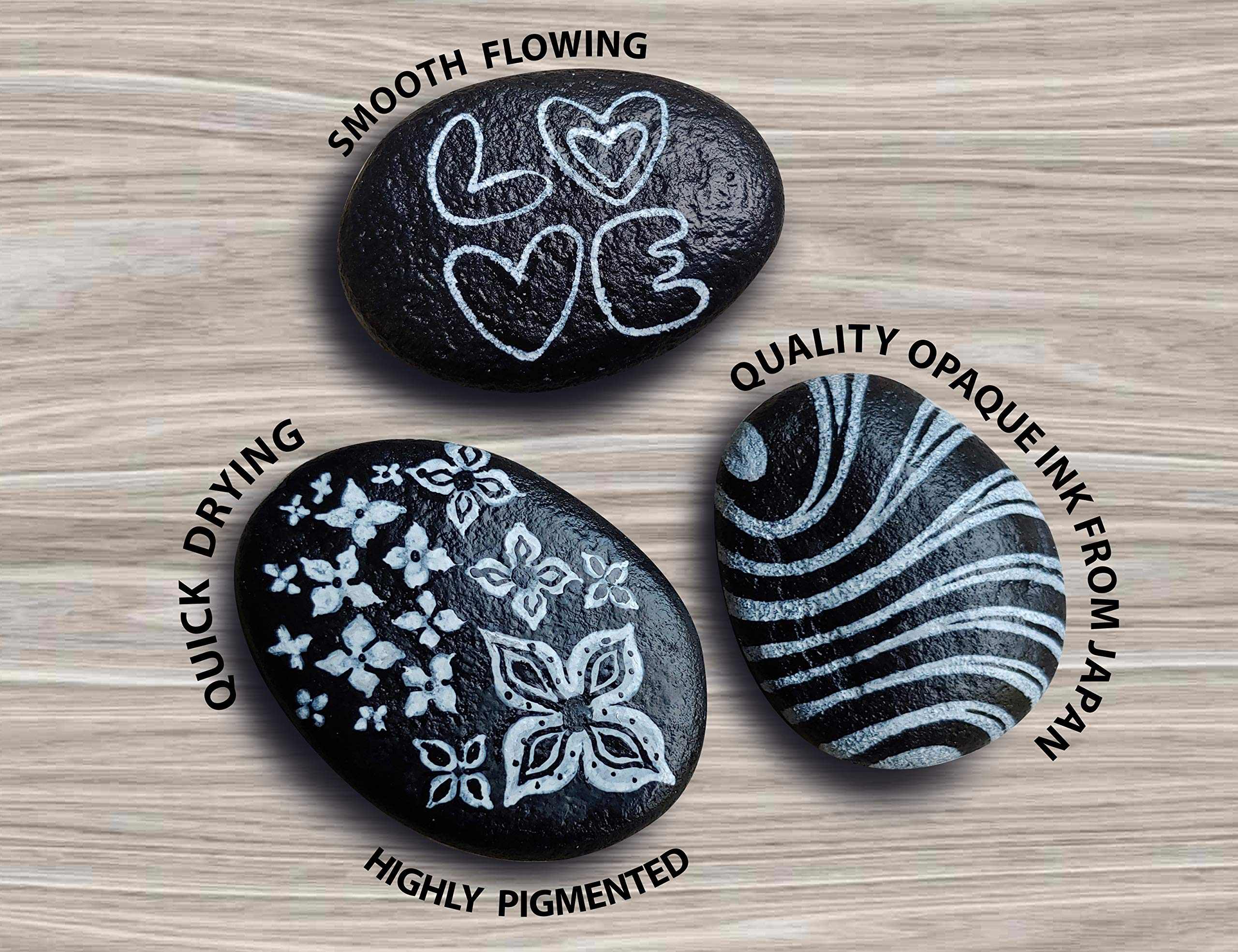 TOOLI-ART Black And White Acrylic Paint Markers Paint Pens Set For Rock Painting, Canvas, Mugs, Metal, Glass Paint, Fabric, Wood, DIY. Non Toxic, Quick Dry,Waterbas (EXTRA FINE & MEDIUM)