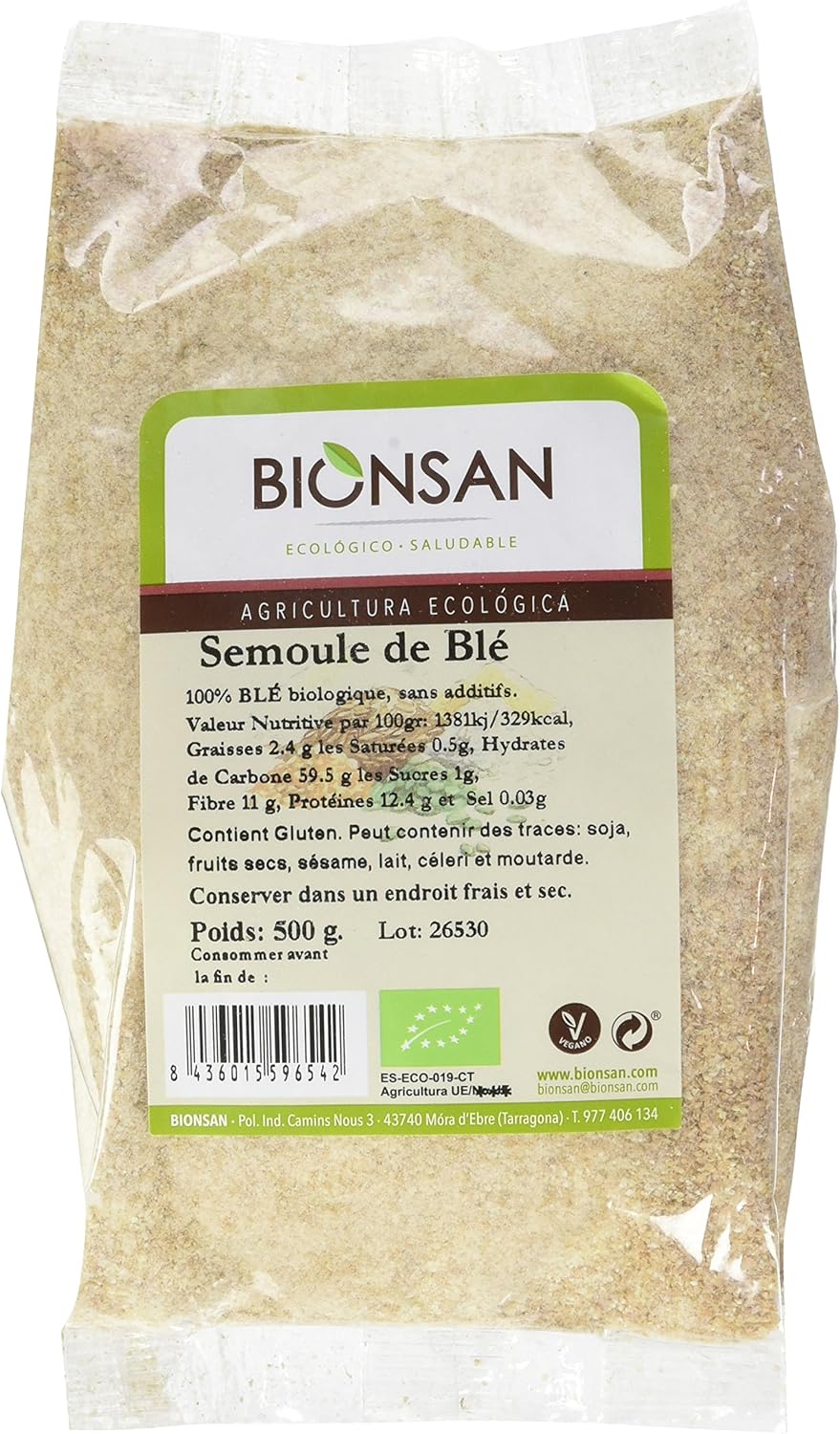 Bionsan Bio Semoule De Ble 500 G Lot De 6 Amazon Fr Epicerie