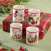 Certified International Santa's Retro Set of 4 Mugs: 5.25" x 3.75" x 4.25" 18 ounces, GREAT for Hot Cocoa by the fireplace, coffee, a latte, or your favorite green tea