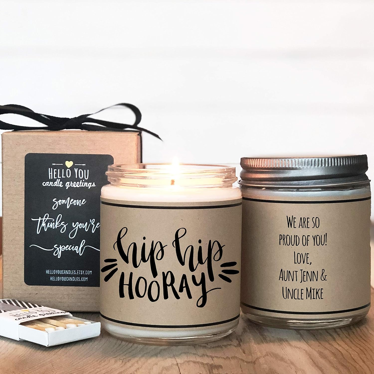 Amazon Com Hip Hip Hooray Congratulations Gift Celebration Gift Birthday Gift Graduation Gift Soy Candle Gift Handmade