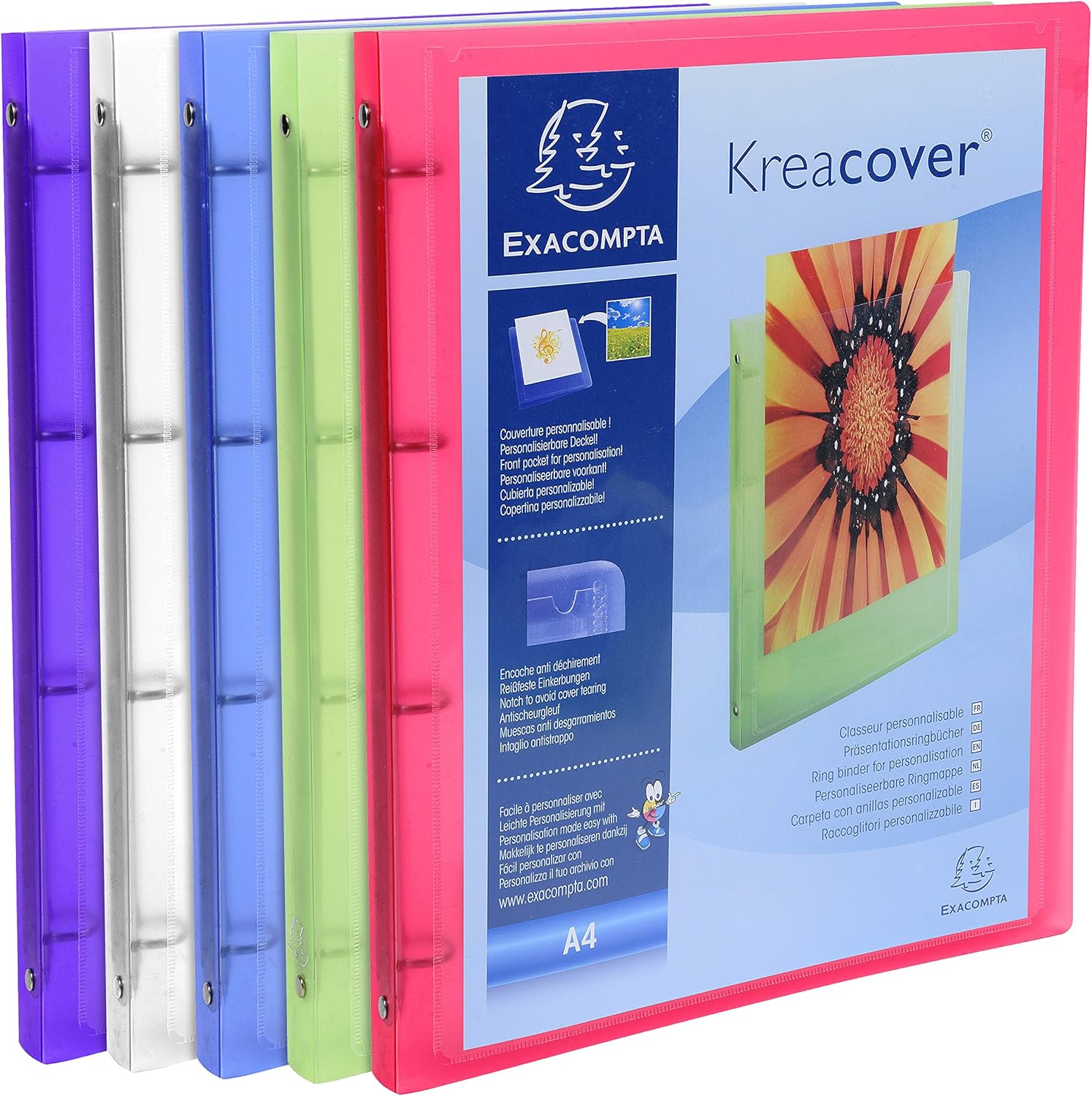 Exacompta, ref. 51969E, 1 customizable flexible PP binder 1 pocket, 4 round rings, 15 mm diameter - Image 3