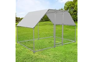 NUGRIART Large Metal Chicken Coop Walk-in Poultry Cage with Water-Resident and Anti-UV Cover Duck Rabbit Cat House Outdoor Chicken Run Pen