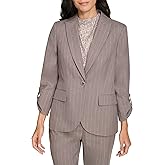 Calvin Klein Womens 3/4 Ruched Sleeve One Button Blazer