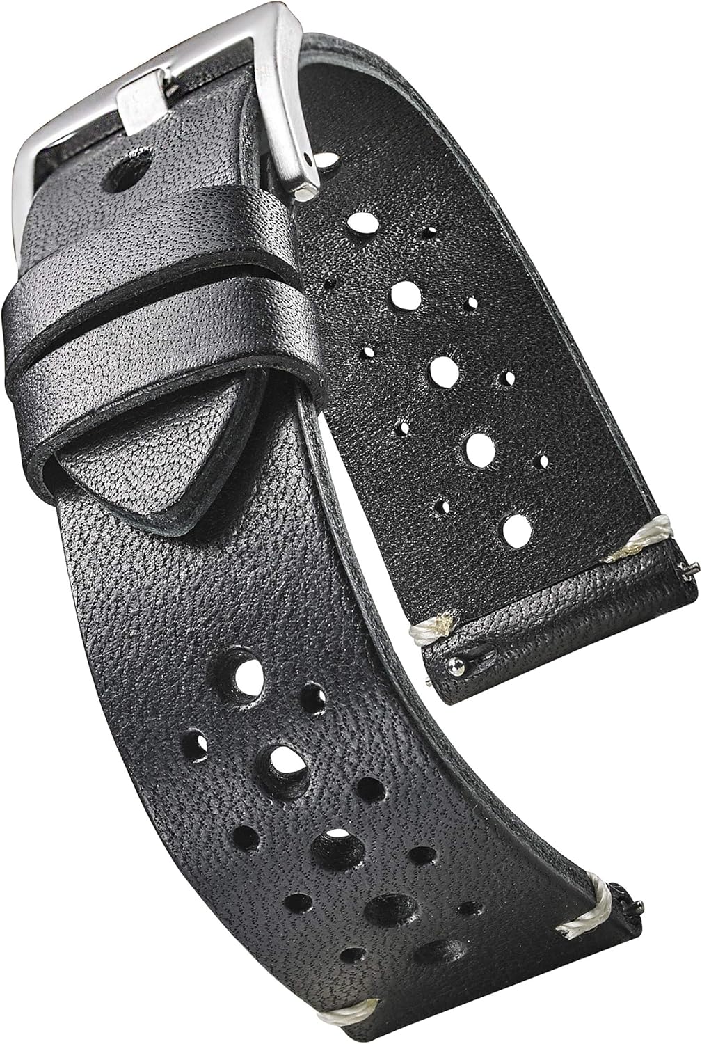 Hand Made Genuine Vintage Full Grain Leather Watch Strap with Quick Release Spring Bars Black