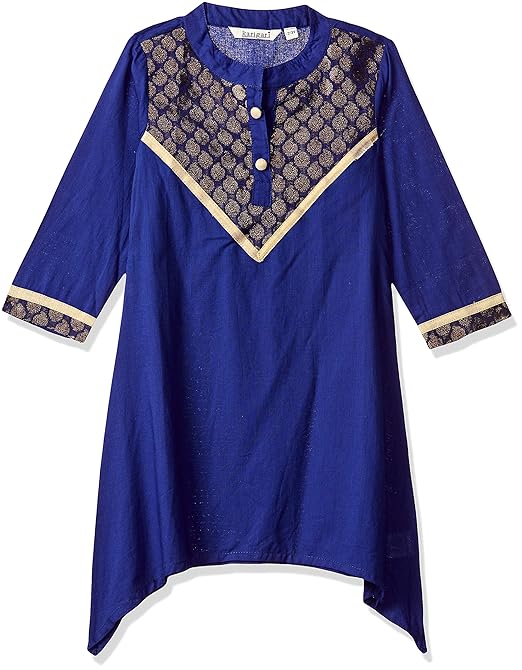 Karigari Girl's cotton a line Salwar Suit Set (275823604 05Y and Print May Vary