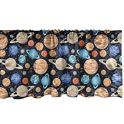 Ambesonne Galaxy Window Valance, Galaxy Space Art