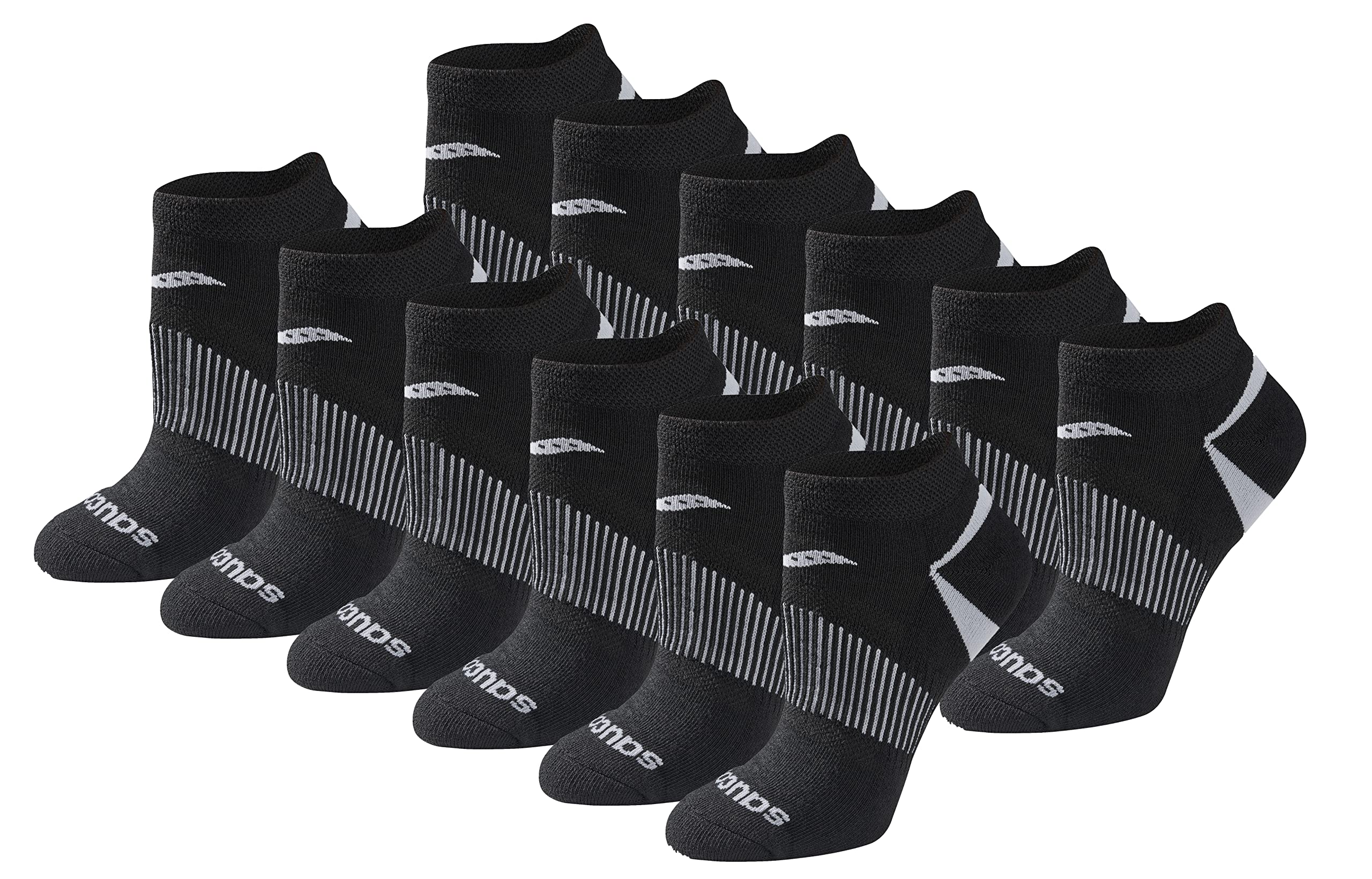 Photo 1 of Saucony Women's RunDry Performance Selective Cushion Socks, Available in S-L (6, 12 Pairs), Black Basic (12 Pairs), Medium